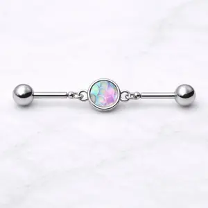Stainless Steel Rainbow Cabochon Chain Industrial Barbell