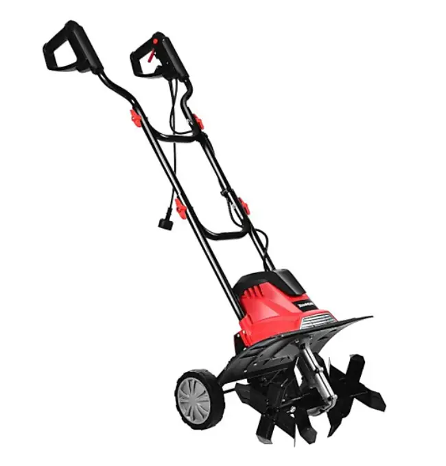 SUGIFT 14-Inch Corded Electric Tiller and Cultivator, Red Garden Cultivator with 9-Inch Tilling Depth, Powerful Electric Rototiller for Soil Preparation, Vegetable Gardens, Flower Beds, Lawn & Yard, Easy-to-Use Garden Tiller for Home Gardening