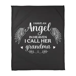 Coral Fleece Snuggly Blanket - "I Have an Angel in Heaven, I Call Her Grandma" Themed Bedding Throw, Snuggly Blankets