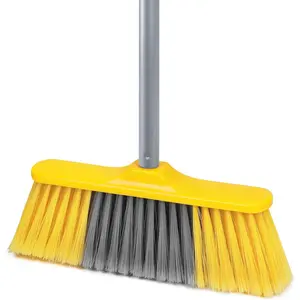Indoor Broom for Floors 55” Soft Bristle Brooms for Sweeping Indoor/Outdoor to Clean Kitchen, Lobby, Office, Hardwood, Tile, Concrete, Patio, Deck-Yellow