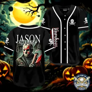 Jason Voorhees Premium Baseball Jersey, Vintage Friday The 13th Unisex Shirt, Personalized Halloween Horror Jersey for Women and Men, Halloween , Baseball , trendy baseball jersey