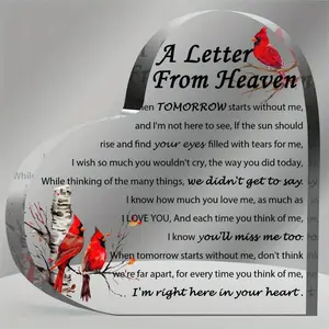 Sympathy Gifts - A Letter from Heaven: Memorial Gift for the Loss of a Mother, Father, Husband, or Son. This Acrylic Heart Keepsake is a Remembrance Sympathy Gift that provides comfort during challenging times.