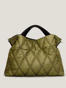 Women's Fashion Quilted Handbag, Diamond Design Nylon Shoulder Bag, Diamond Shaped Bag, Soft Thick Pouch, Ideal for Daily Use, Trendy Puffer Quilted Tote Bag, Lightweight Puffy Handbag, Rhombus Nylon Shoulder Bag, Soft Padded Handbag For Women