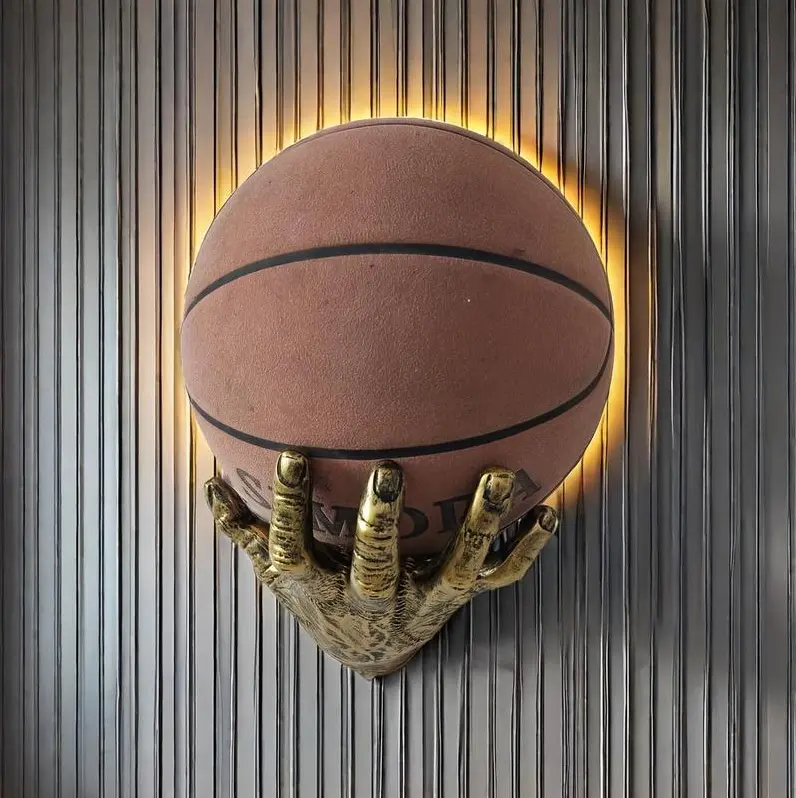 TikTok Viral Unique Sports Decor - Wall Mounted Resin Hand Basketball Display Holder, Game Room/Gym/Bedroom Storage Rack (Rack Only)
