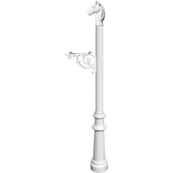 Lewiston LPST-801-E1-WHT E1 Economy Mailbox System with Fluted Base & Horsehead Finial, White