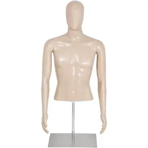 Male Mannequin Torso Dress Form Sewing Manikin 42-59 Inch Height Adjustable Dress Model Mannequin Display Head Dress Mannequin Clothing Form Metal Base Stand