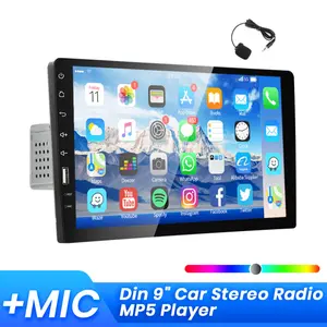 Single 1 Din 9" Car Stereo Radio MP5 Player FM USB Touch Screen Bluetooth +MIC,Options with rear view camera