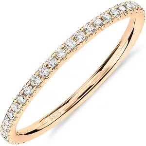 SHOWCRAFT 925 Sterling Metal coating Plated SolidSilver CZ Simulated Diamond Stackable Ring Eternity Bands for Women