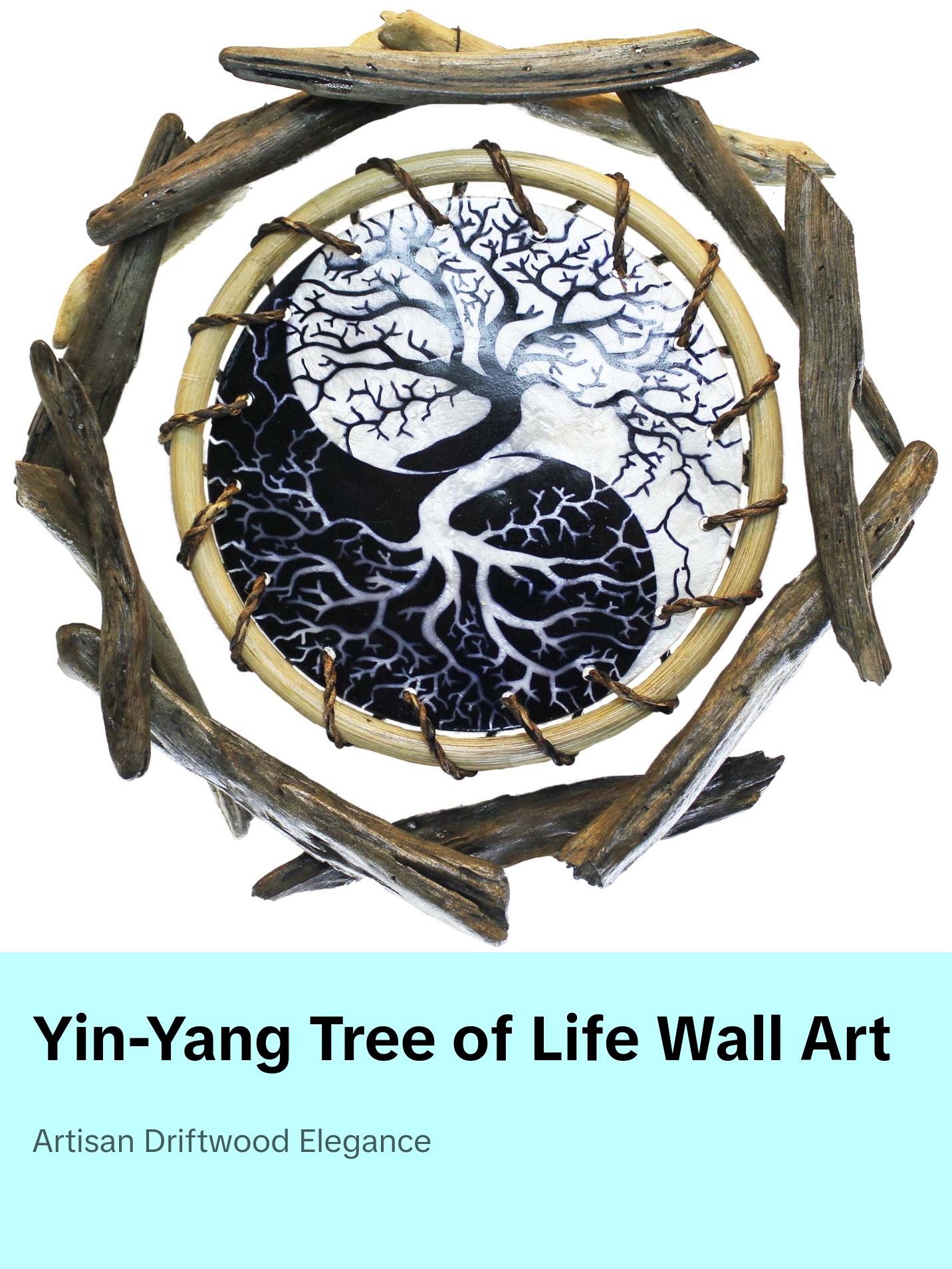 YIN-YANG TREE OF LIFE - Driftwood Rattan Capiz Laminated Wall Decor