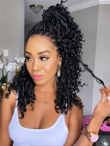 16 inch black long curly braided wigs for women, gorgeous fluffy wigs with baby hair bangs, synthetic braided lace wigs for party, daily use braids hairstyles, gifts for girlfriend