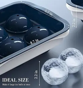 Whiskey Ice Ball Maker, [Fill without Funnel & Easy Release] 2.2'' Round Large Iced Cube Trays with Cover, Reusable Sphere Silicone Ices Tray with Lids for Bourbon, Gift for Brandy Lover
