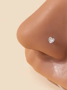 Valentine's Day Galentineday Outfit Rhinestone Decorated Nostril Nose Ring Gift, Punk Stainless Steel Nose Stud for Women & Men, Body Piercing Jewelry for Party, Daily Clothing Decor for Boy & Teenagers