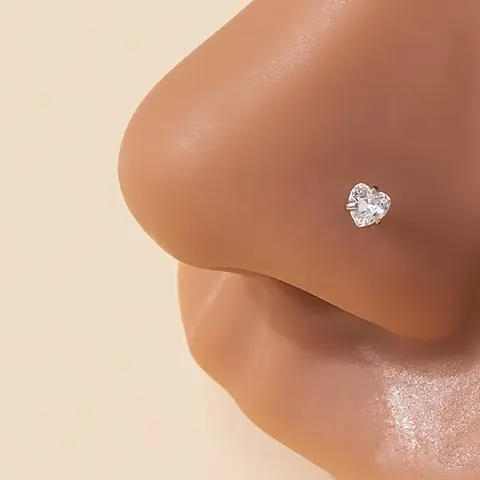 Valentine's Day Galentineday Outfit Rhinestone Decorated Nostril Nose Ring Gift, Stud Nose Rings, Nose Rings Studs, Punk Stainless Steel Nose Stud for Women & Men, Body Piercing Jewelry for Party, Daily Clothing Decor for Boy & Teenagers, Body Jewellery