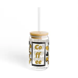 Gold Coffee Sipper Glass, 16oz