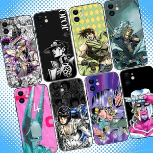 JoJo Bizarre Adventure Phone Case For iPhone 16,15,14,13,12,11,Pro,Max,Plus,X,XS,XR,SE,8,7,Mini,Soft Silicone Black Case