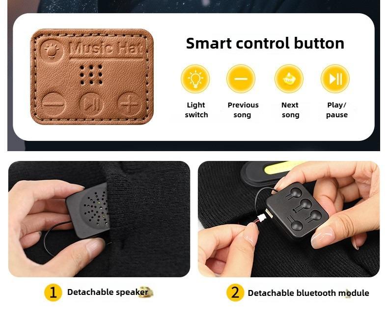 Bluetooth LED Woolen Hat – USB Rechargeable Unisex Winter Hat with Lights for Men, Women & Teens, Perfect Christmas & Birthday Gift, Stocking Stuffer – Black usb-c fast charging