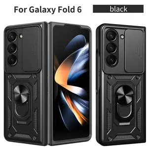 NORTON Luxury Galaxy Fold7 Cases for Samsung Galaxy Fold 7/6/5/4 Phone Case with Slide Camera Cover & Rotated Ring Kickstand Military Grade Shockproof Magnetic Car Mount Holder Cover Black - Smartphone, Cellphone