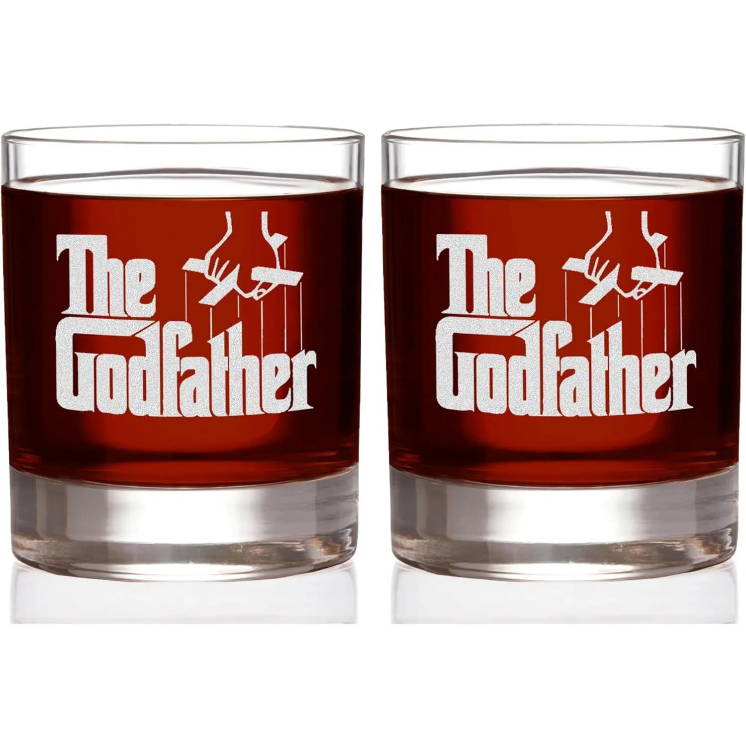 Official Godfather Etched Whiskey Rocks Glass Set | 11 oz. Premium Quality & Handcrafted Glassware