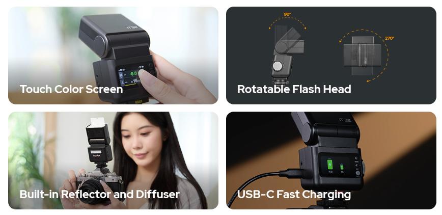 Godox IT32 TTL Touchscreen Speedlight Flash with X5C Trigger for Canon, 2.4G Wireless, HSS, GN18, 1.5s Recycle Time, Magnetic Interface, 3.8V/7.4V Lithium Cells, LED Modeling/Posing Lamp, Photography Light, On/Off Camera Accessory for Wedding, Portrait Godox IT32 TTL Touchscreen Speedlight Flash with X5C Trigger for Canon, 2.4G Wireless, HSS, GN18, 1.5s Recycle Time, Magnetic Interface, 3.8V/7.4V Lithium Cells, LED Modeling/Posing Lamp, Photography Light, On/Off Camera Accessory for Wedding, Portrait