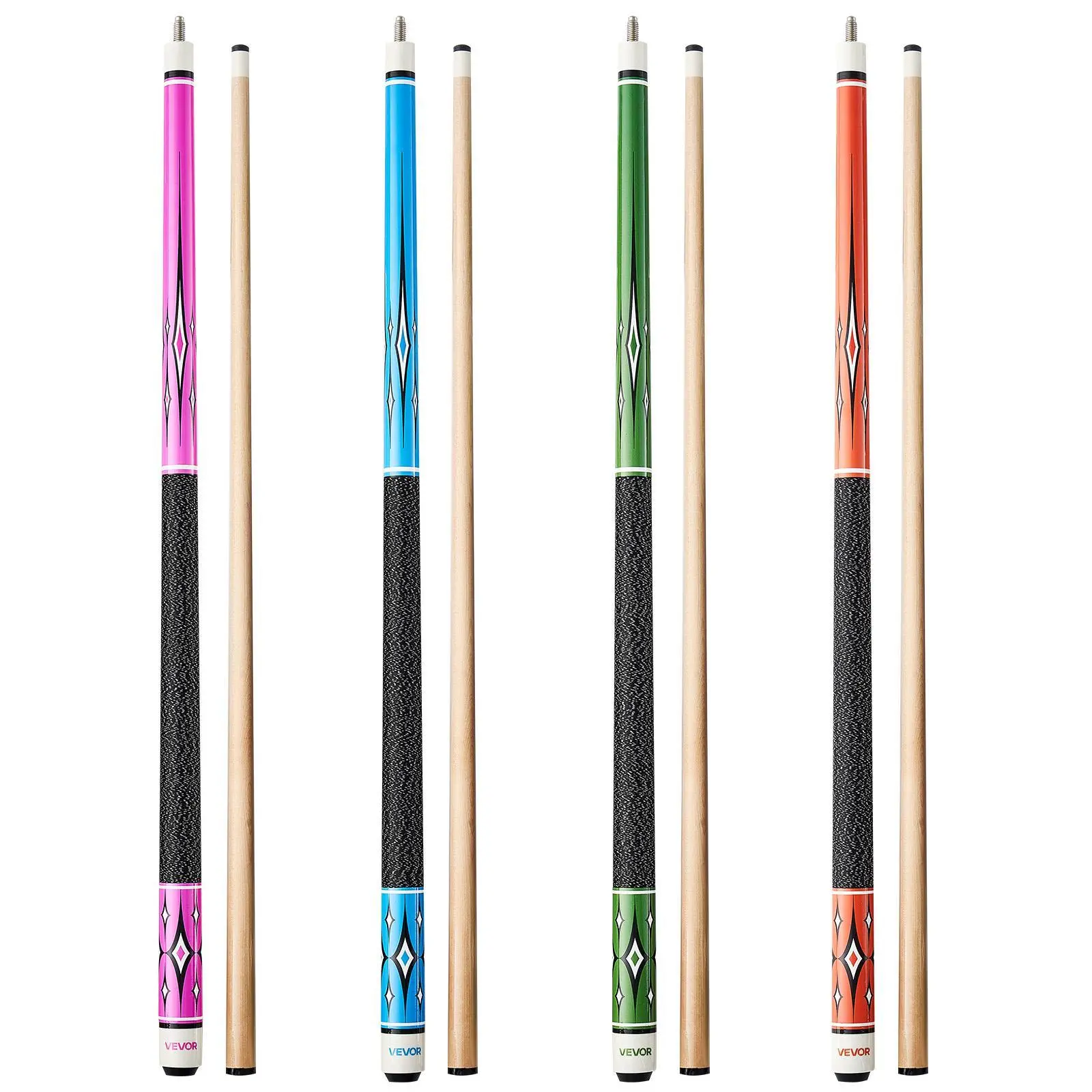 VEVOR Pool Cue, 4 Pieces Pool Stick, 58 inch Canadian Maple Wood Billiard Pools Stick with ABS Connection Ring, Cues Sticks for Professional Pool Table, Bar, Home, Office, 18 oz, 19 oz, 20 oz, 21 oz#BacktoSchool
