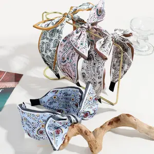 4Pcs Wide Bowknot Fabric Hairband Set, Elegant Versatile Headwear for Daily & Party Wear