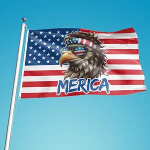 Eagle and Flag Pattern Merica Flag Independence Day Decor Outdoor Home Decor Wall Hanging Background Living Room Dorm Party Banner Party Supplies 3*5ft Hand Ornaments