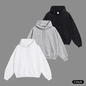 Unisex Solid Color Hoodie 3-Pack – Warm & Skin-Friendly Pullover, Soft Casual Streetwear Essentials