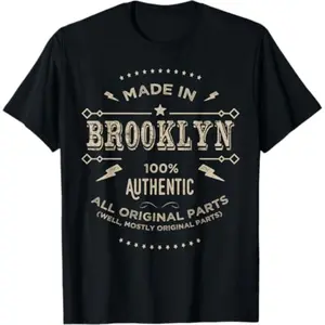 100% Cotton Brooklyn T-Shirt Unisex Adults Classic Fit Long Sleeve Black Cotton Polyester T-Shirt