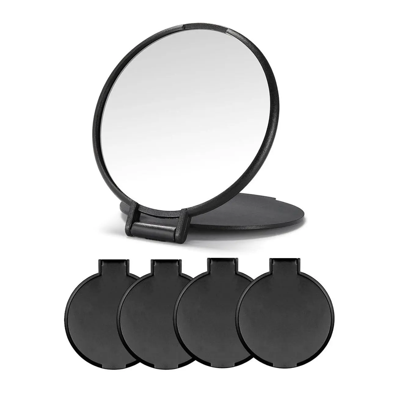 Qislee 4 Pack Compact Mirrors Bulk for Party Favors Purse Travel, Black | mini mirror bulk, folding travel mirror,