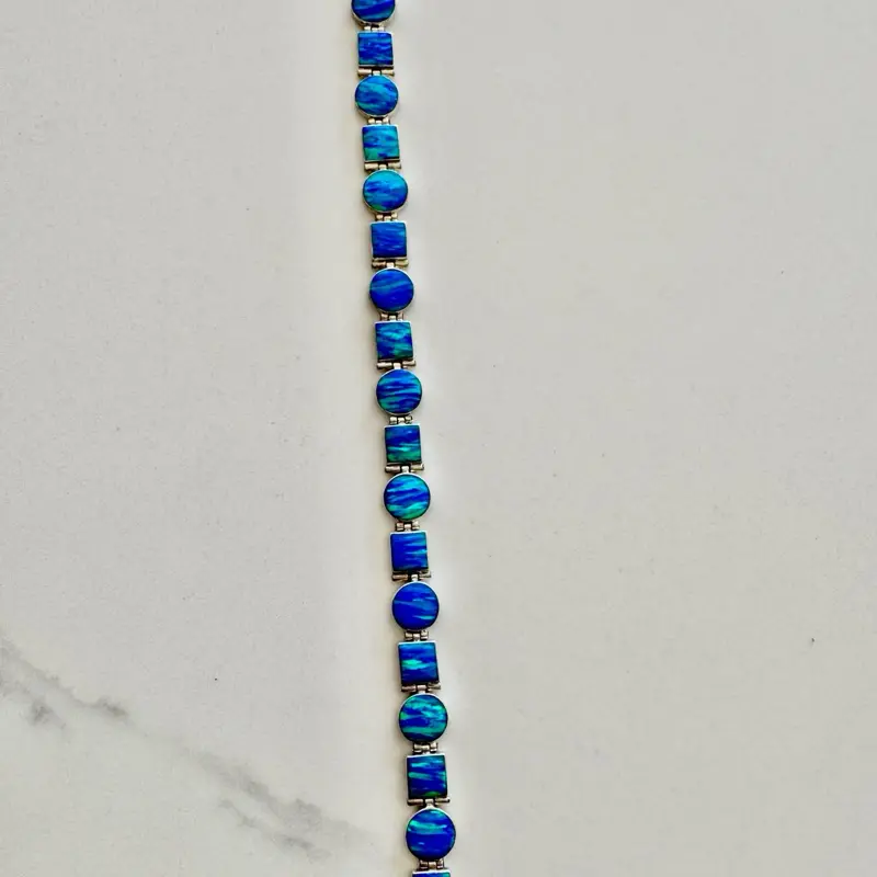 Pulsera de ópalo azul en plata.925 ( Bracelet opal blue stone)