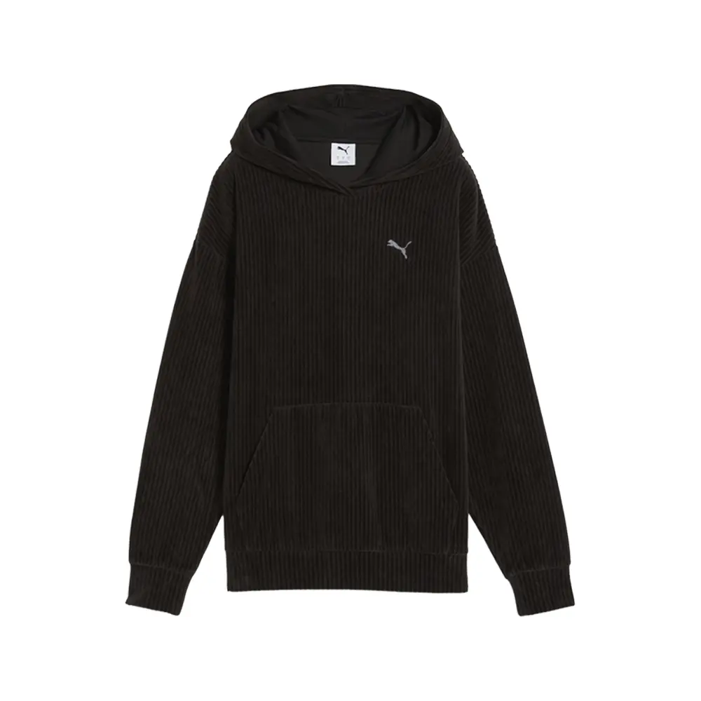 PUMA Womens Elevated Essentials Comfort Velour Rib Hoodie Casual Outerwear Casual - Black