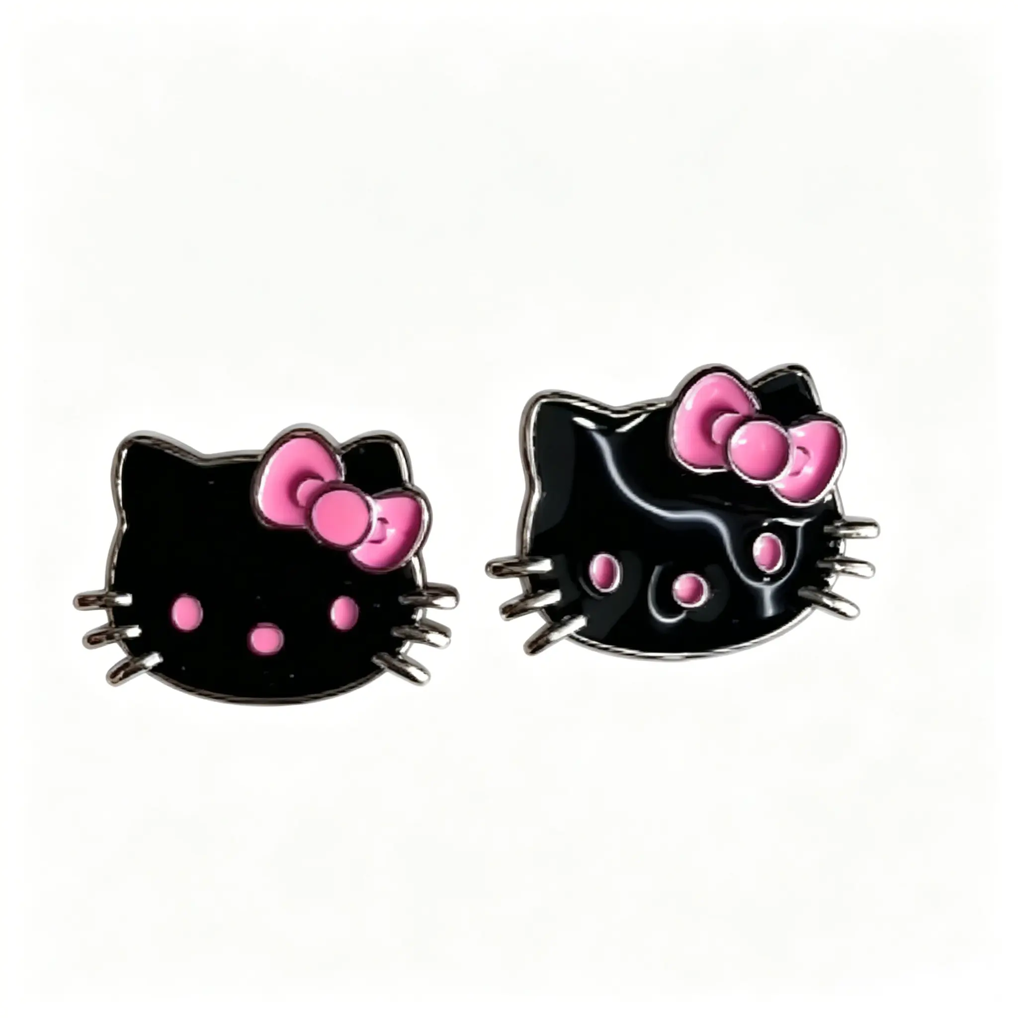 Sanrio Hello Kitty Black Stud Earrings, Aesthetic Adorable Small Costume Jewelry for Everyday Wear (Fashion Accessory)