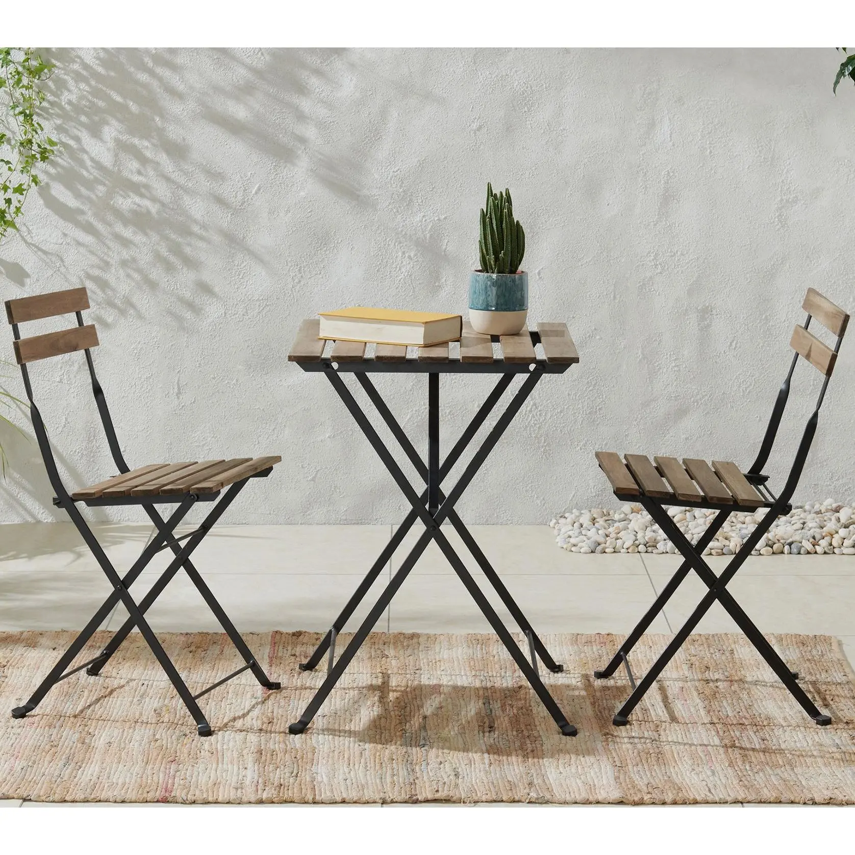 Lavish Home Folding Patio Bistro 3-Piece AcaciaWood Cafe Lavish Home Folding Patio Bistro 3-Piece AcaciaWood Cafe