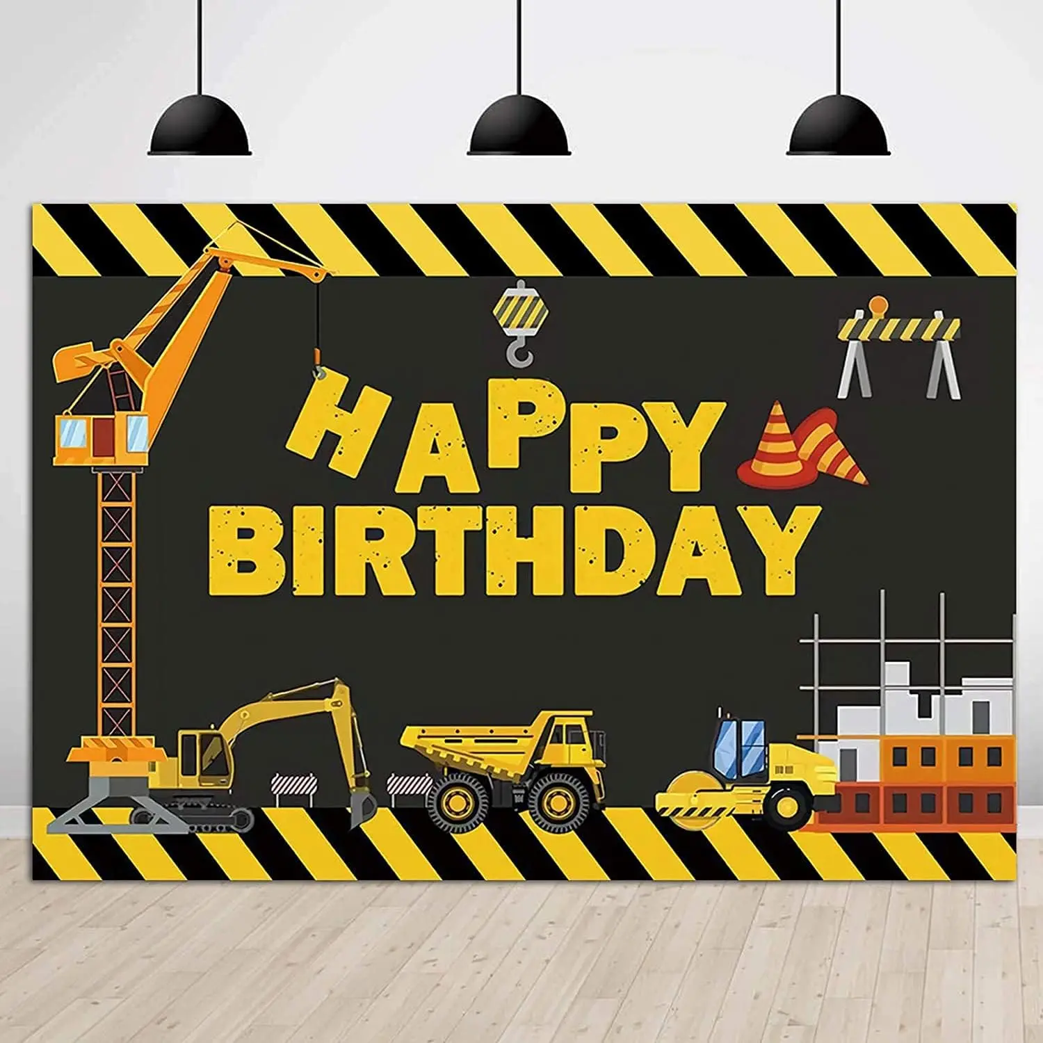 Digger Zone Dump  Birthday Party Background  Boys Indoor Outdoor Birthday Decor Banner Vinyl 5x3ft  Construction Themed Birthday Party Backdrop Photo Booths Props Supplies