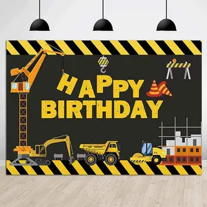 Digger Zone Dump  Birthday Party Background  Boys Indoor Outdoor Birthday Decor Banner Vinyl 5x3ft  Construction Themed Birthday Party Backdrop Photo Booths Props Supplies