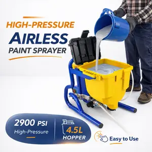 850W Airless Paint Sprayer, 2900 PSI High Pressure, 2.1 L/Min Flow, 1.2 Gallon Tank, Thinning-Free for Latex Paint, Low Overspray, for DIY Interior & Exterior Wall Painting, Includes Accessories