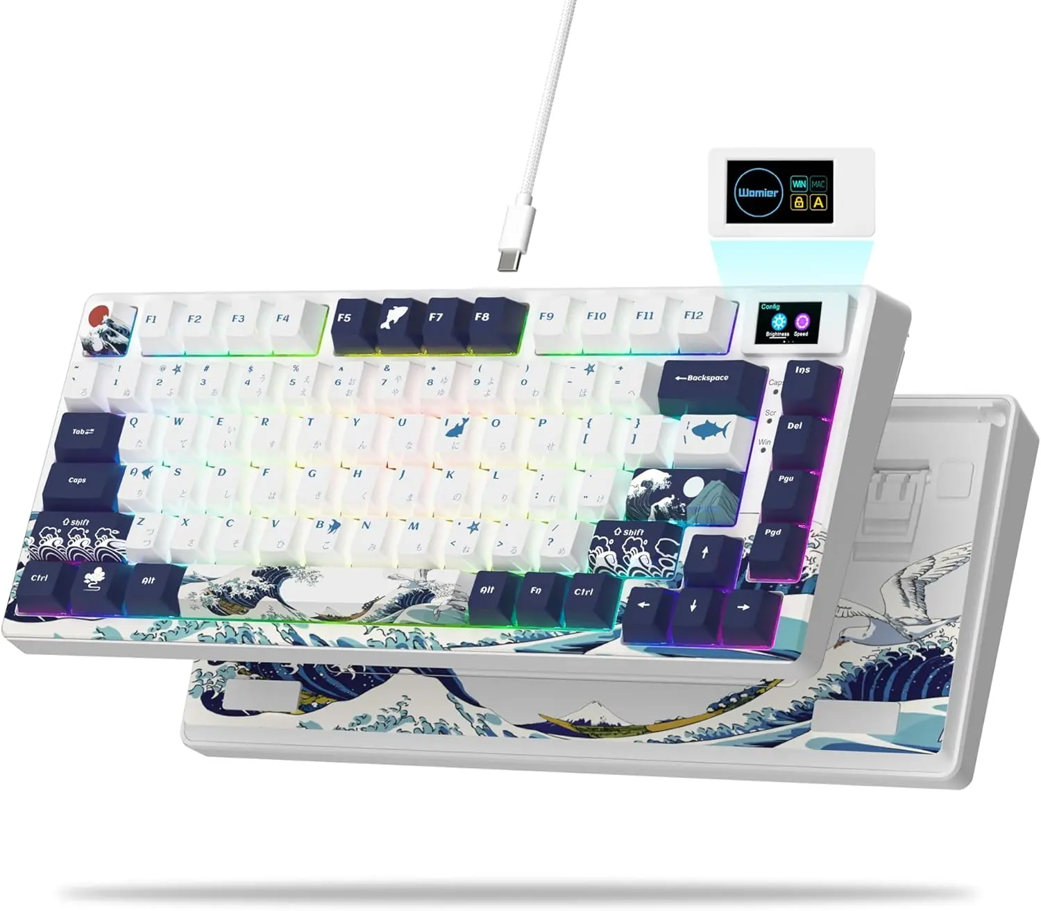 Womier SK80 Gasket Mounted 75% Mechanical Keyboard with Multimedia Display,Wired Hot Swappable Gasket Mount RGB Custom Gaming Keyboard