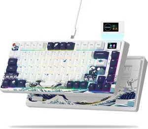 Womier SK80 Gasket Mounted 75% Mechanical Keyboard with Multimedia Display,Wired Hot Swappable Gasket Mount RGB Custom Gaming Keyboard