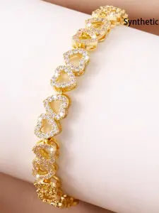 Heart Shaped Artificial Gemstone Decorated Bracelet, Fashionable Jewelry for Women & Girls, Trendy All-match & Exquisite Jewelry for Birthday Gift