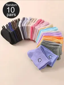 Women's Cartoon Smiley Face Print Boat Socks, Casual Sweat-Absorbent Odor-Resistant, Soft Comfortable Breathable, All Seasons