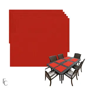 Indoor or Outdoor Patio Placemat Table Mat Red, Set of 6