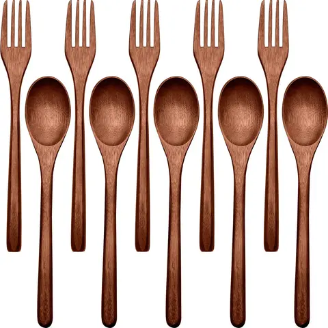 A Set of 24/10 Wooden Spoons Forks Knives Wood Dinner Utensil Set,Reusable Flatware Tableware,Handmade Natural Cutlery,Ideal for Cooking Stirring Eating Kitchenware Home,Father's Day Gift,Summervibes,Hand Tools Kits