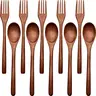 A Set of 24/10 Wooden Spoons Forks Knives Wood Dinner Utensil Set,Reusable Flatware Tableware,Handmade Natural Cutlery,Ideal for Cooking Stirring Eating Kitchenware Home,Father's Day Gift,Summervibes,Hand Tools Kits