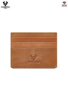 HUMERPAUL Men's Card Wallet Genuine Leather Wallet Lightweight Easy Carry Slim Small Capacity Bank Credit ID Holder Pure Color Casual Coin Purse Bp799