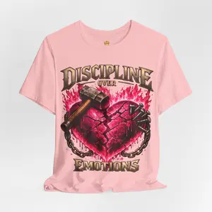 Discipline Over Emotions Premium Graphic T-Shirt (Hot Pink Heart)