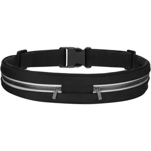Sports Running Belt,Outdoor Dual Pouch Sweatproof Reflective Slim Waist Pack,Fitness Workout Belt Fanny Pack Compatible with iPhone