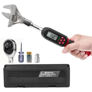 Adjustable Digital Torque Wrench 5-100 ft.lb/6.8-135 N.m, Interchangeable  Torque Wrench with 42 mm Open End and 1/2 inch Ratchet, 2% Accuracy, LED Buzzer Alert, for HVAC