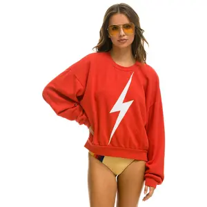 BOLT STITCH RELAXED CREW SWEATSHIRT - RED // WHITE