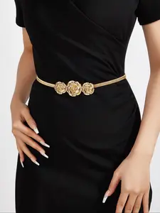 Women's Elegant Flower Design Skinny Belt, Exquisite Trendy Belt, Fashionable Clothes Accessories for Daily & Party Decoration, Business Fashion Belt