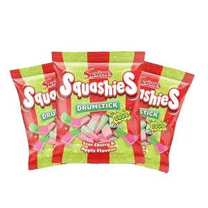 Swizzles Squashies Drumstick Candy - Sour Cherry & Apple Flavor Candies - 120g Each - 3 Pack - Imported from the UK - Sweet Snack Bonbon